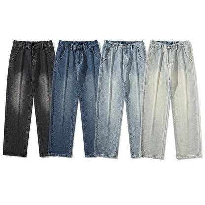 Herren Jeans Weite Bein mit hoher Taille und geradem Schnitt