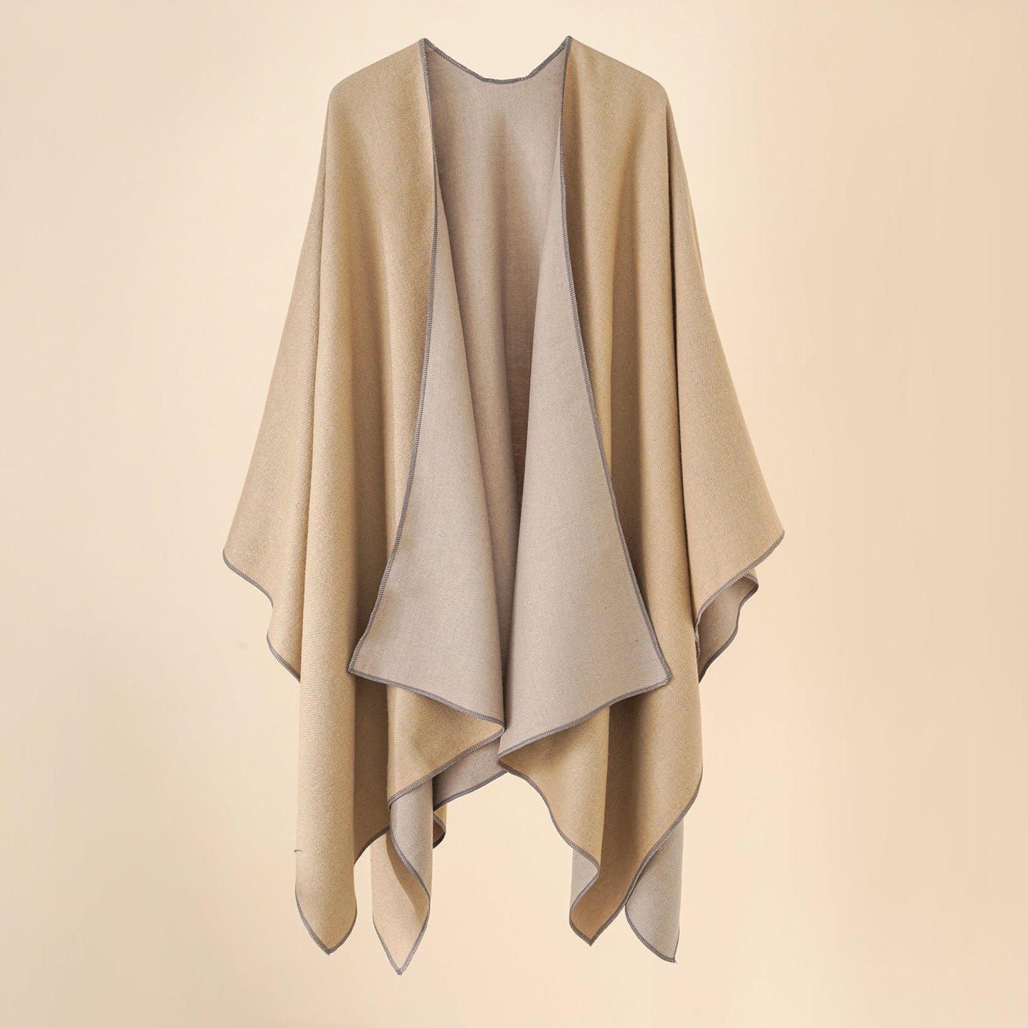 Damen Poncho Weich Wollmix Elegant Schwarz