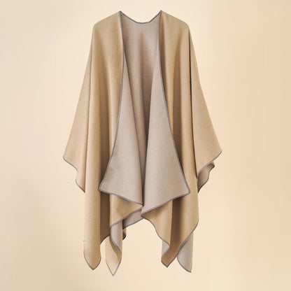 Damen Poncho Weich Wollmix Elegant Schwarz