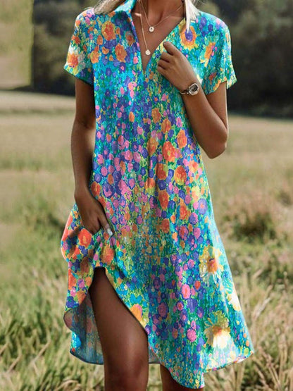 Damenkleid Floral Asymmetrisch Sommerkleid