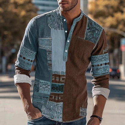 Herren Hemd Modern Patchwork Style Einzigartig