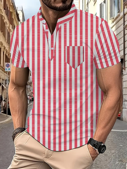 Herren Kurzarm-Hemd Modernes Streifenmuster Berlin Style