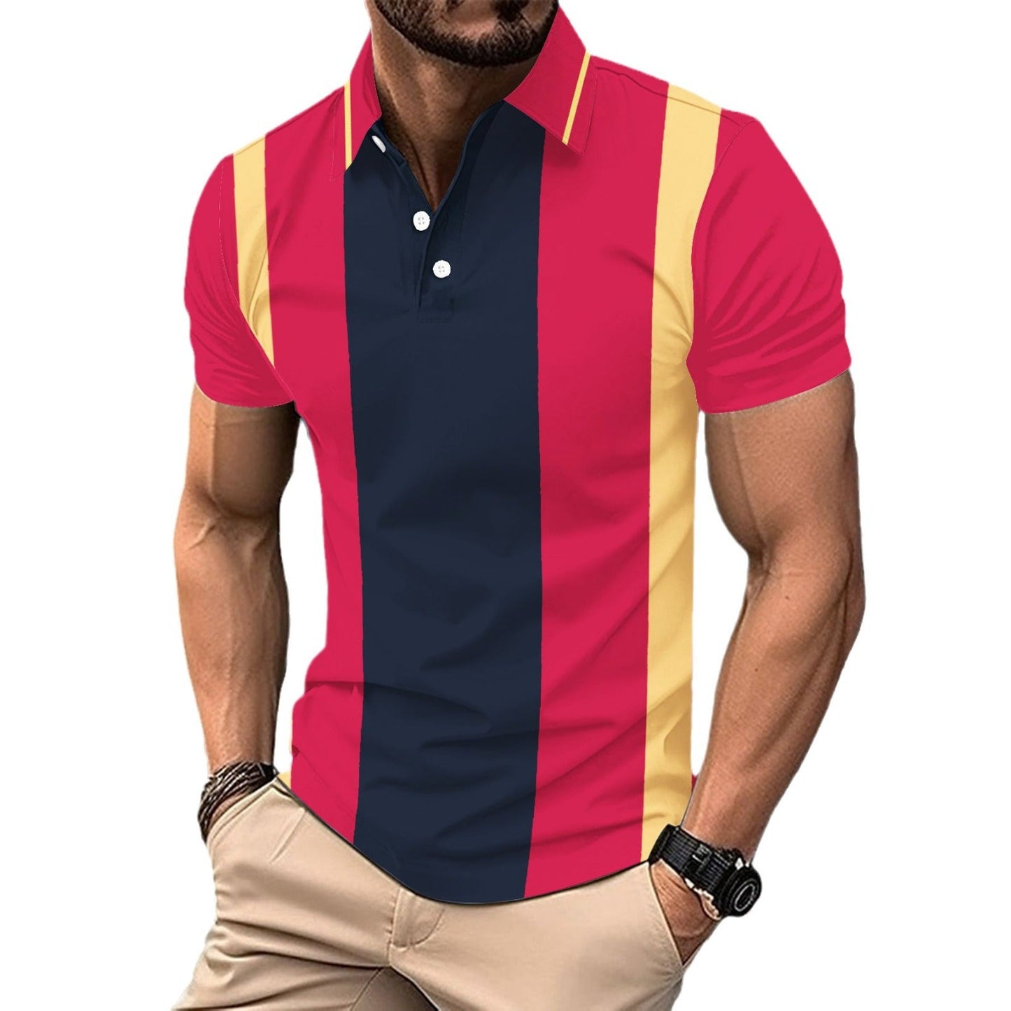 Herren Poloshirt Sportlich Streifenmuster Modern