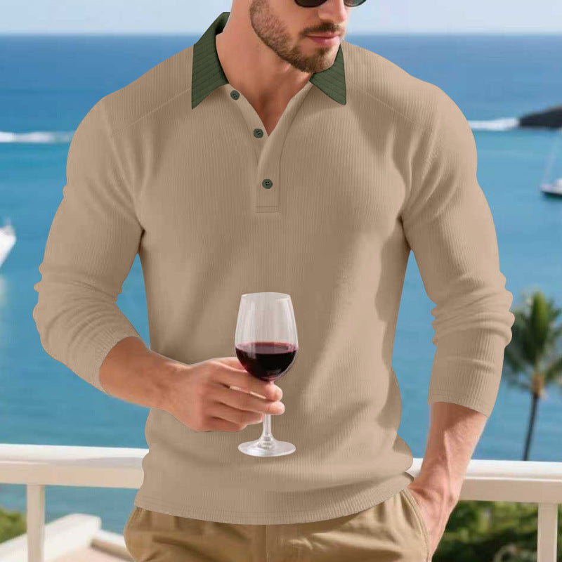 Herren Poloshirt Modern Strukturiert Elegant