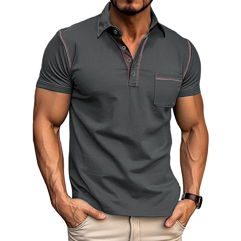 Herren Henley Hemd Kurzarm Modern mit Brusttasche - BerlinGlamour