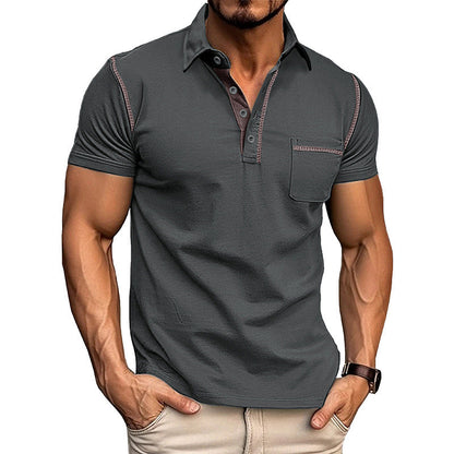 Herren Henley Hemd Kurzarm Modern mit Brusttasche - BerlinGlamour