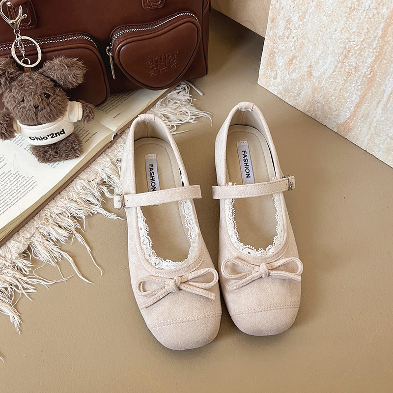 Damen Ballerinas mit Riemen und Spitze Elegant