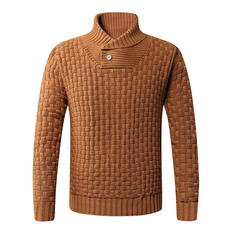 Herren Strickpullover Modern Schalkragen Knopf Detail Eleganz