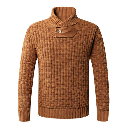 Herren Strickpullover Modern Schalkragen Knopf Detail Eleganz