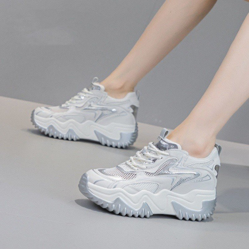 Damen Sneaker Chunky atmungsaktiv Mesh Weiß - BerlinGlamour