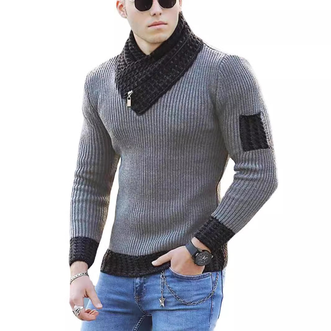 Herren Pullover Strukturiert Moderner Stehkragen
