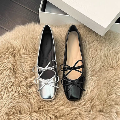 Damen Ballerinas Elegante Schleifen Komfort Fußbett