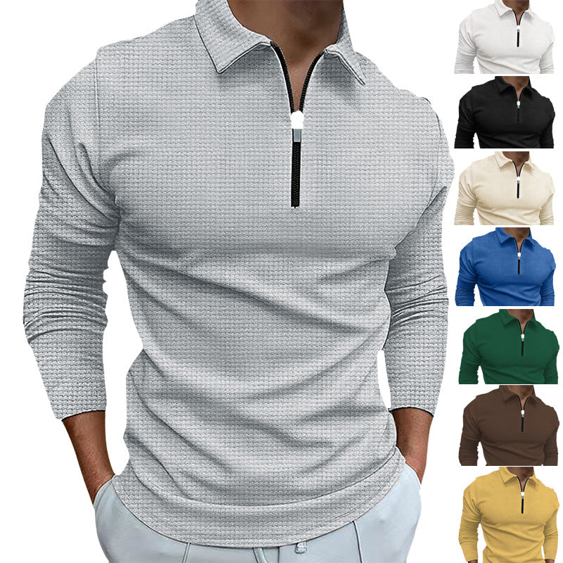 Herren Langarmshirt Mit Reißverschluss Stehkragen Modern - BerlinGlamour