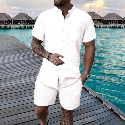Herren Anzug Kurzarm Modern Strukturdesign Elegant