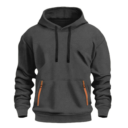 Herren Kapuzenpullover Warm mit Reißverschlusstaschen Modern