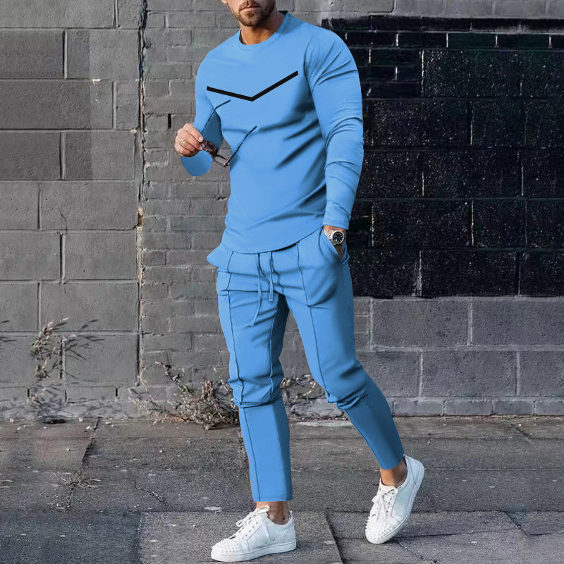 Herren Sportset Langarmshirt Atmungsaktiv Jogginghose Bequem