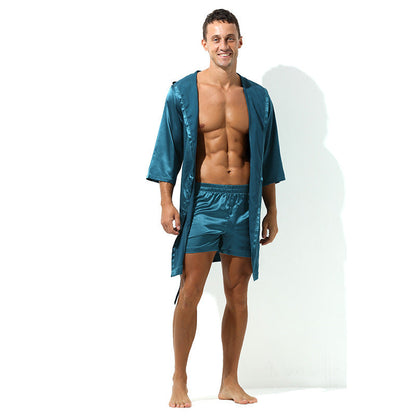 Weicher Herren Bademantel atmungsaktiv Satin Luxus