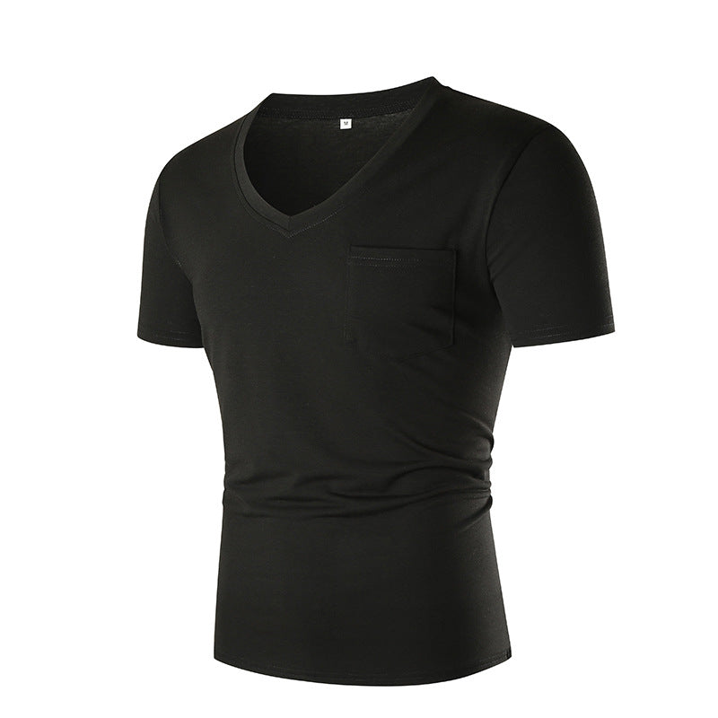 Herren T-Shirt V-Ausschnitt Slim Fit mit Brusttasche