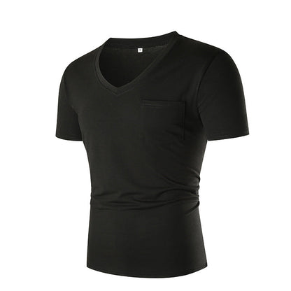 Herren T-Shirt V-Ausschnitt Slim Fit mit Brusttasche
