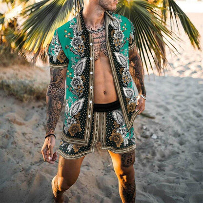 Herren Sommer Set Floral Gemustert Leicht Berlin Style