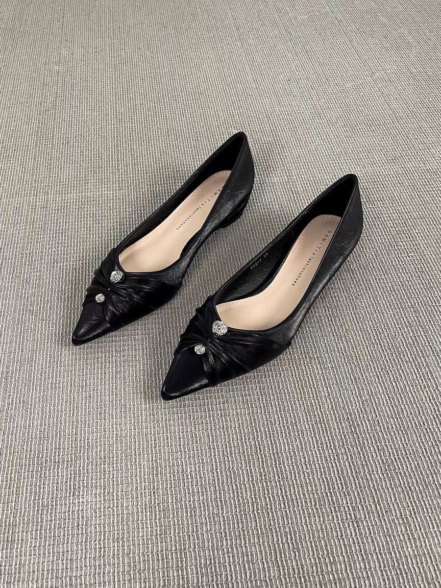 Damen Ballerinas Elegante Spitze Schnürsenkel Schwarz