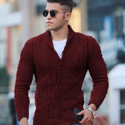 Herren Strickjacke Mit Zopfmuster Schalkragen Modern