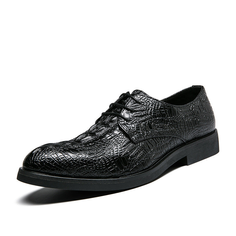 Damen Schnürschuhe Elegantes Krokodil Design Schwarz Stilvoll