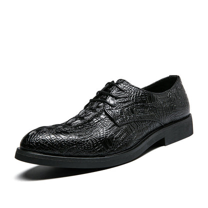 Damen Schnürschuhe Elegantes Krokodil Design Schwarz Stilvoll