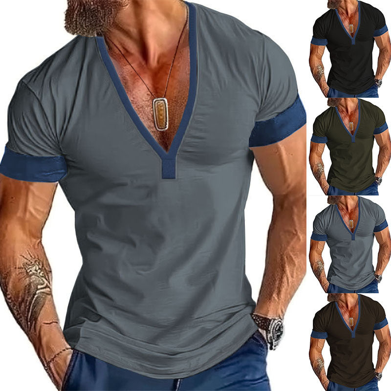 Herren T-Shirt V-Ausschnitt Modern Trendy - BerlinGlamour