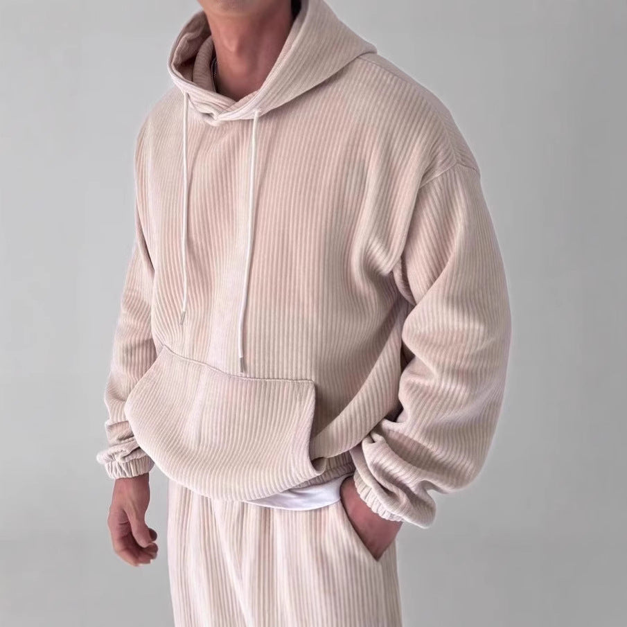 Herren Hoodie Struktur Optik Ripp Design Modern - BerlinGlamour