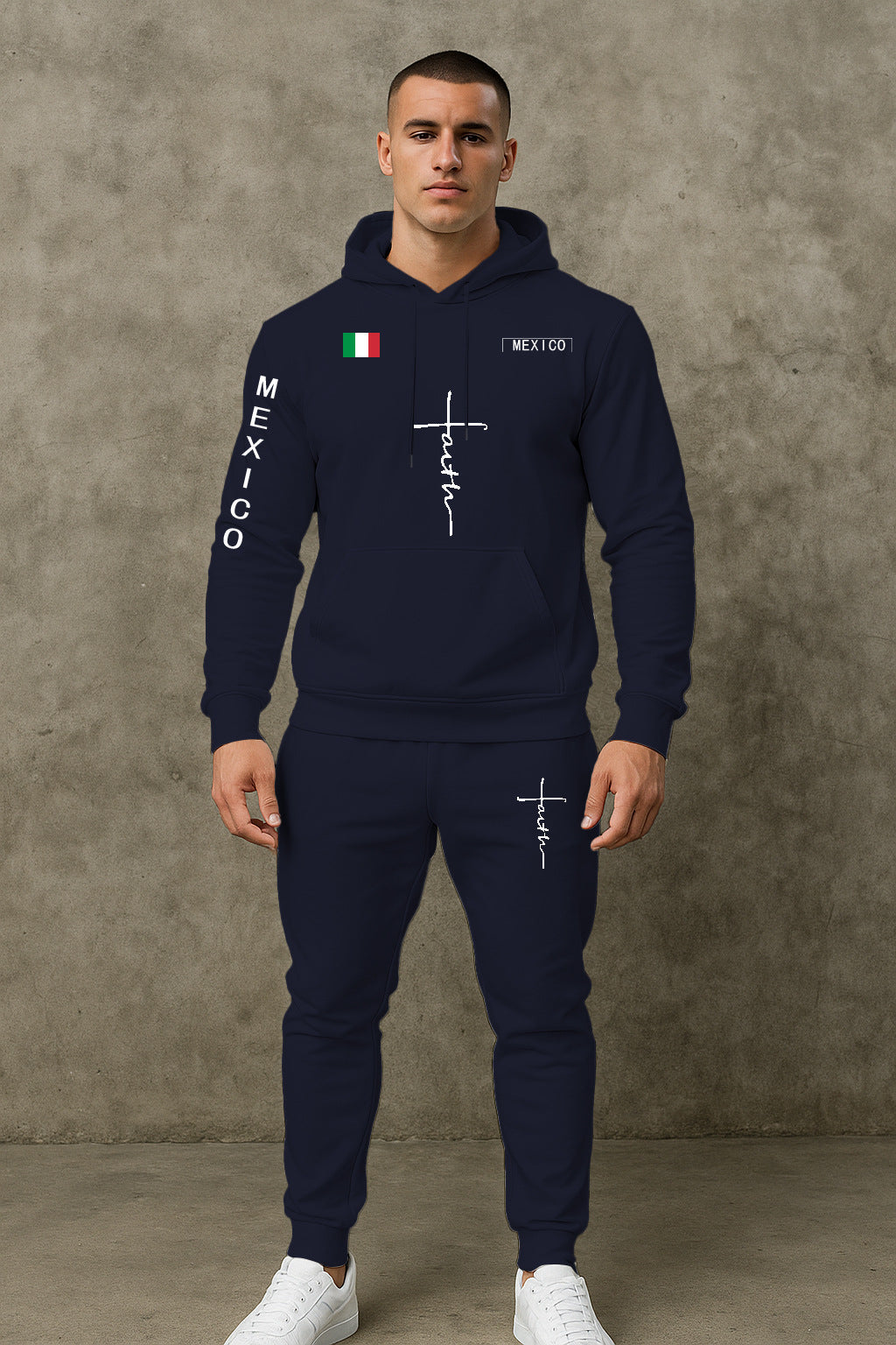 Herren Sportanzug Hoodie Jogginghose Set Grau Sportlich
