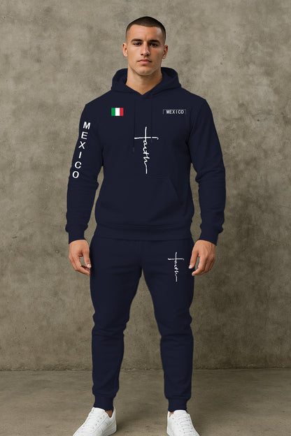 Herren Sportanzug Hoodie Jogginghose Set Grau Sportlich
