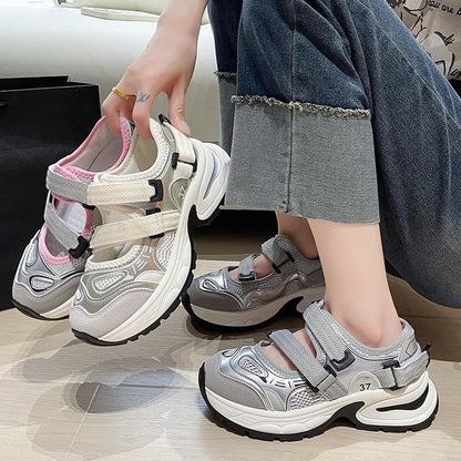 Damen Laufschuhe Sportlich Bequem mit Verstellbaren Riemen
