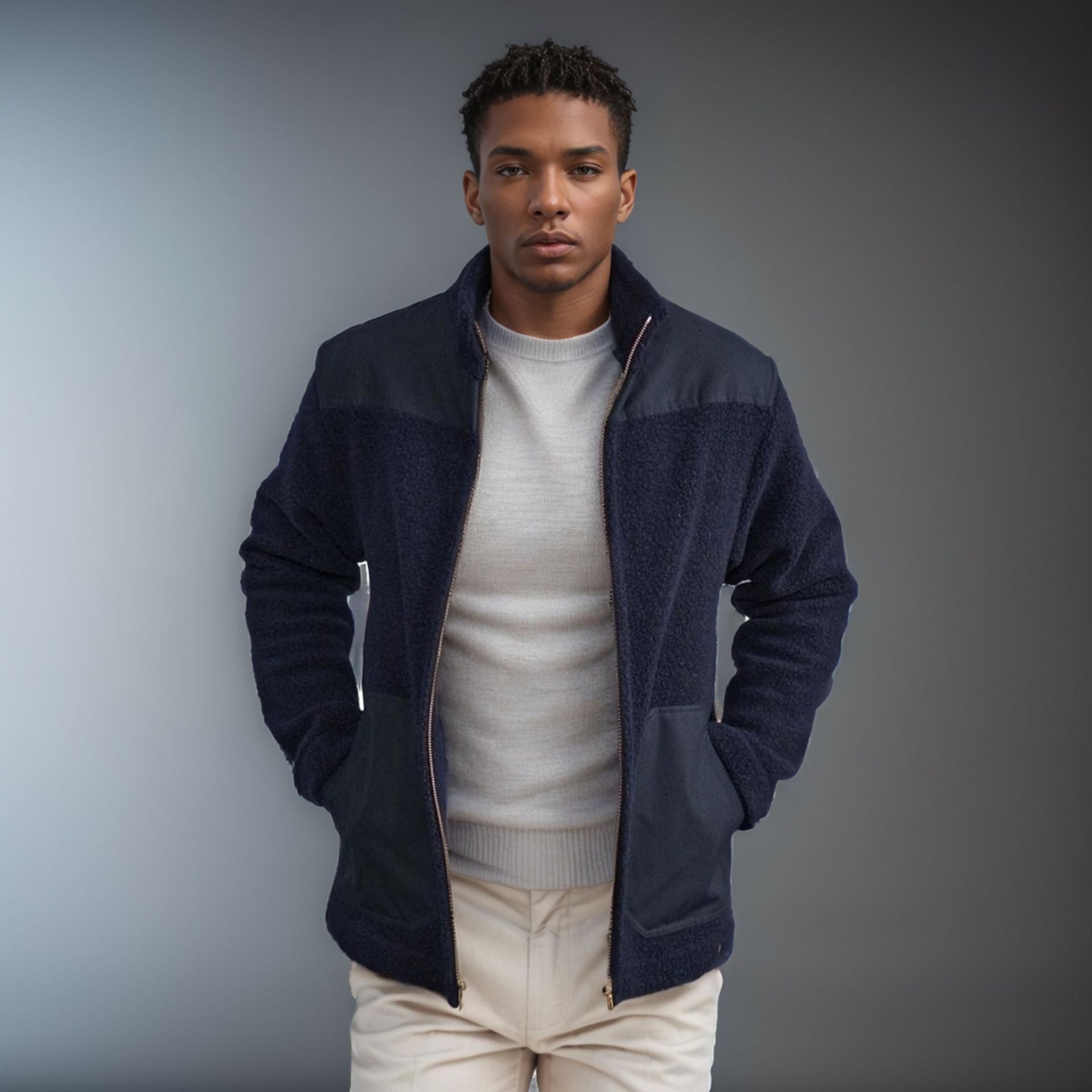 Herren Fleecejacke Flauschig Warm - BerlinGlamour