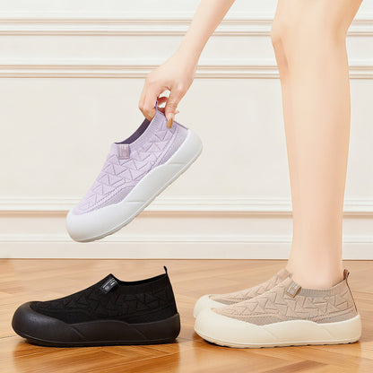 Damen Sneaker Bequem Slip-On mit Flexibles Strickdesign