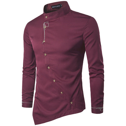 Herren Langarmhemd Asymmetrisch Modern Knöpfe Berlin - BerlinGlamour