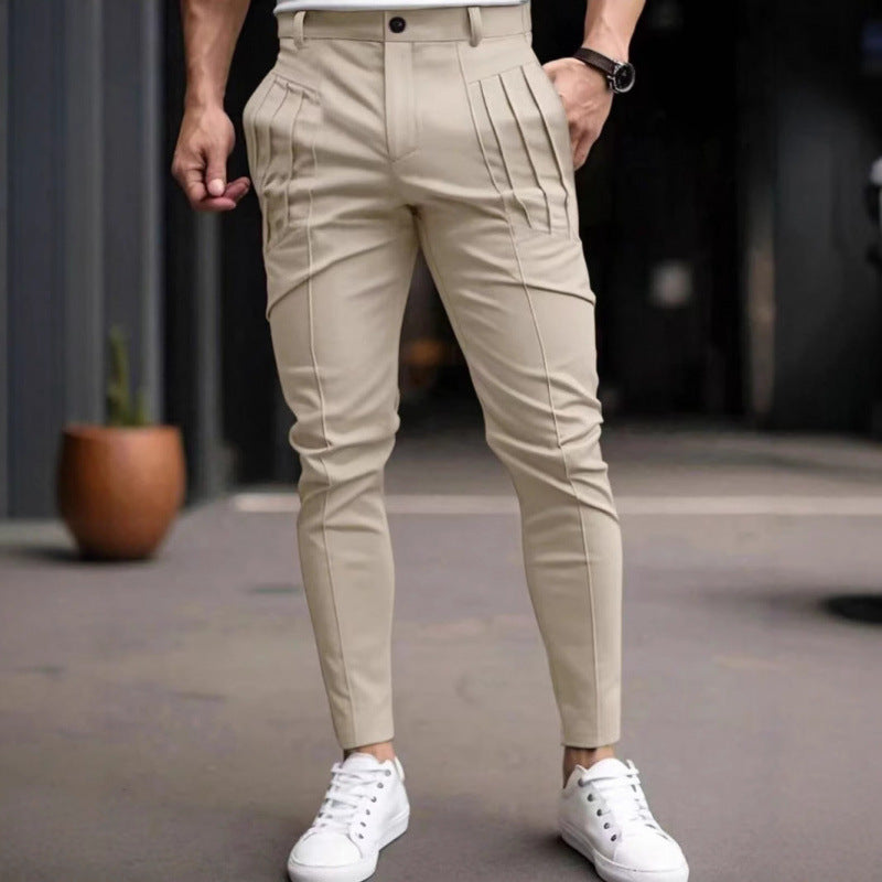 Herren Slim Fit Hose mit Bundfalten und Stretch