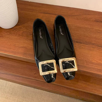 Damen Ballerinas Elegante Schuhe mit Schnallenverschluss