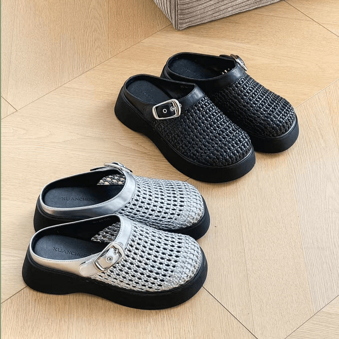 Damen Clogs Komfortabel Plateau Wabenmuster Schuhe - BerlinGlamour