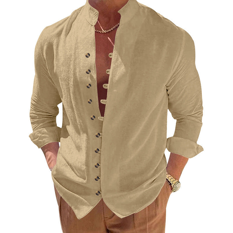 Herren Hemd Modern Stehkragen Slim Fit Designer
