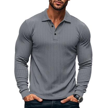 Herren Langarmshirt mit Rippenmuster Elegant Grau