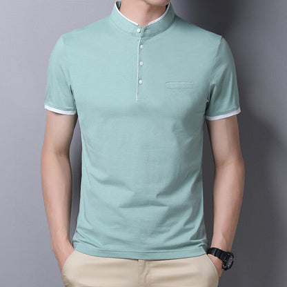 Herren Poloshirt Modern Stehkragen Kontrastfarben Slimfit