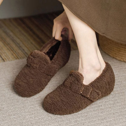 Damen Hausschuhe Warm Flauschig mit Verstellriemen
