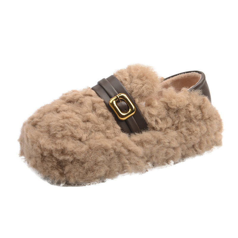 Damen Pantoletten Weich Flauschig Warm mit Riemen
