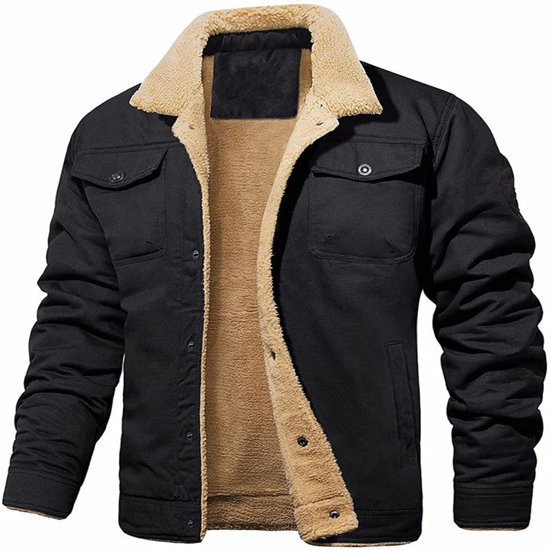 Herren Winterjacke Weich Teddyfutter Warm