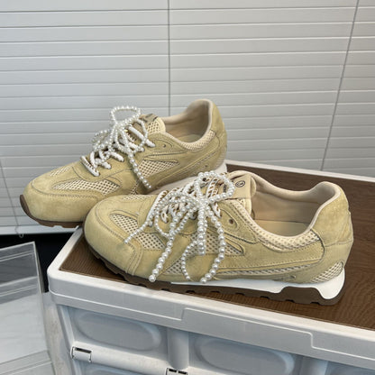 Damen Sneaker Sportlich Atmungsaktiv Mesh Veloursleder - BerlinGlamour