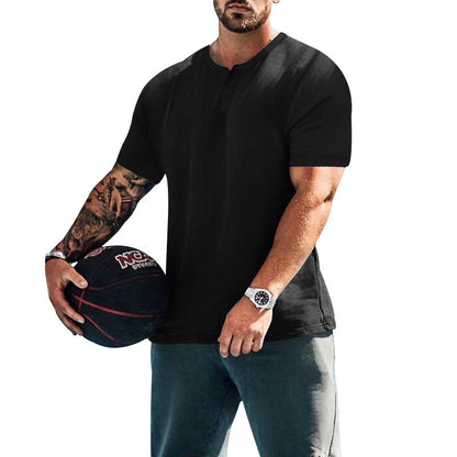 Herren Kurzarm-Shirt Baumwoll Mix Knopfdesign Casual