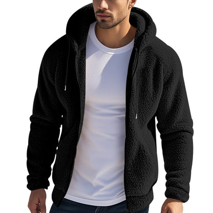 Weicher Fleece-Hoodie für Herren mit Taschen Reißverschluss