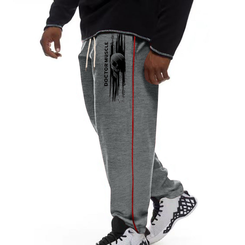 Herren Sport Jogginghose Bequem Streifen Schwarz
