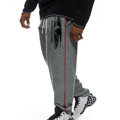 Herren Sport Jogginghose Bequem Streifen Schwarz